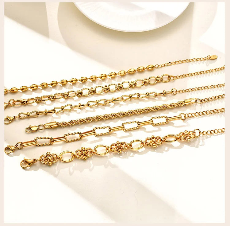 Elegant Chunky Gold Link Bracelet – Waterproof Stainless Steel Layering Jewelry for Women