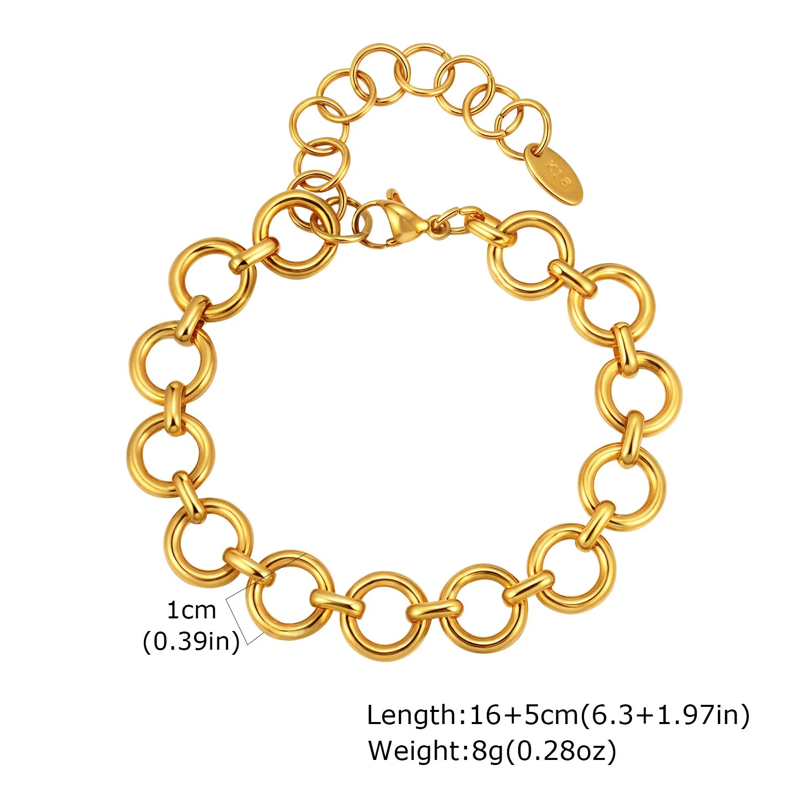 Elegant Chunky Gold Link Bracelet – Waterproof Stainless Steel Layering Jewelry for Women