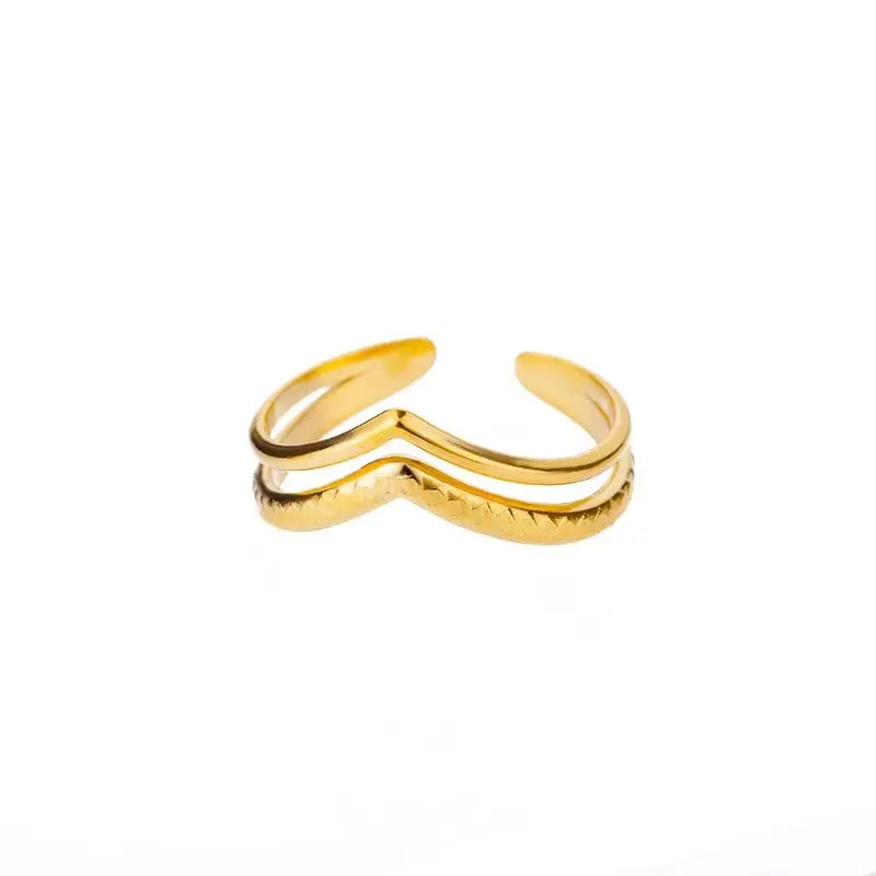 Palm Leaf Zircon Adjustable Ring for Women – Elegant Stainless Steel Party Jewelry