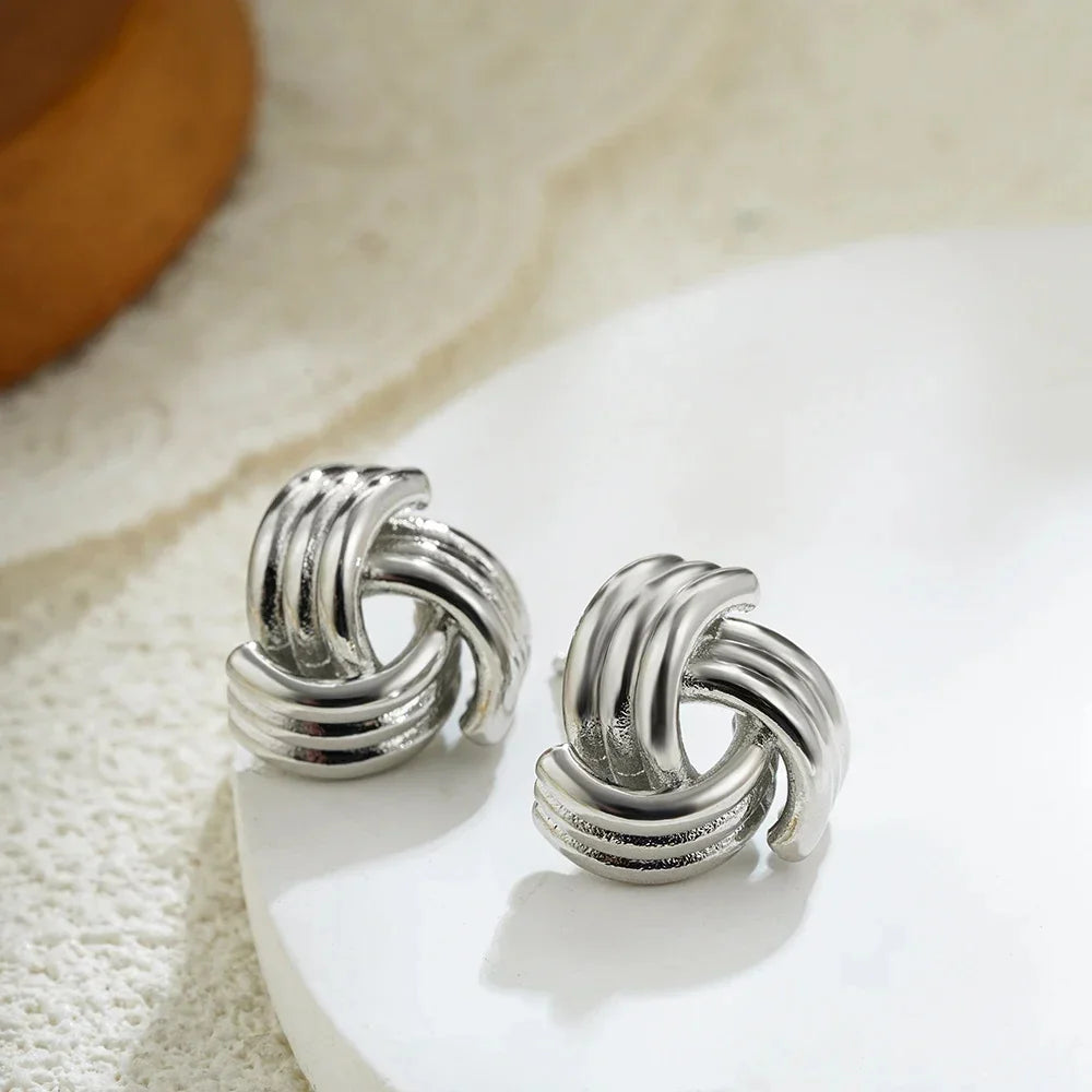 Vintage Gold Stainless Steel Earrings – Retro Chunky Statement Jewelry for Women