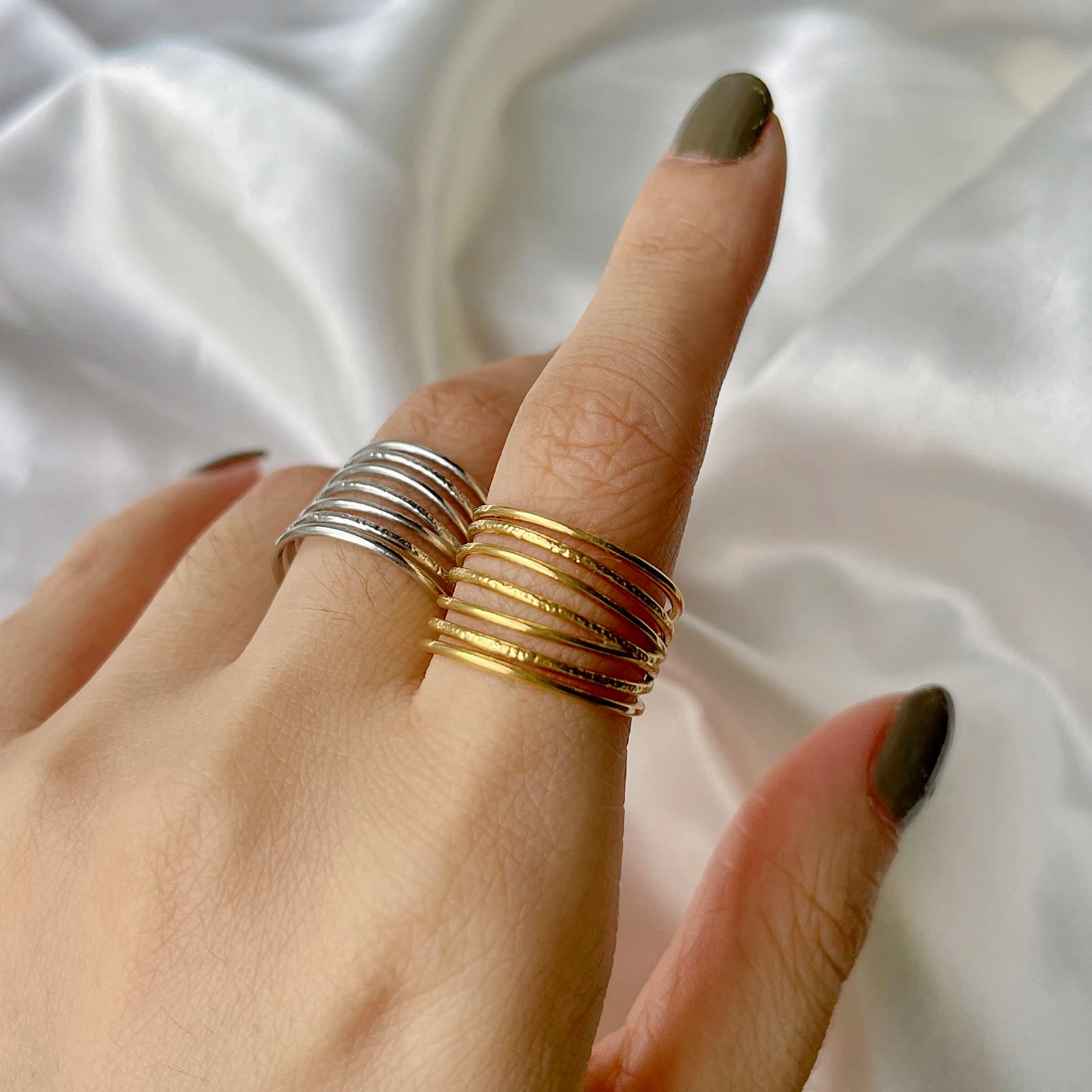 Adjustable Stainless Steel Heart Ring for Women | Geometric Open Finger Ring | Minimalist Aesthetic Fashion Jewelry Gift