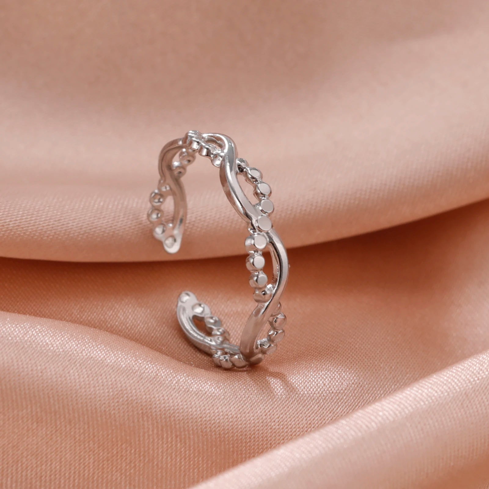 Adjustable Stainless Steel Heart Ring for Women | Geometric Open Finger Ring | Minimalist Aesthetic Fashion Jewelry Gift