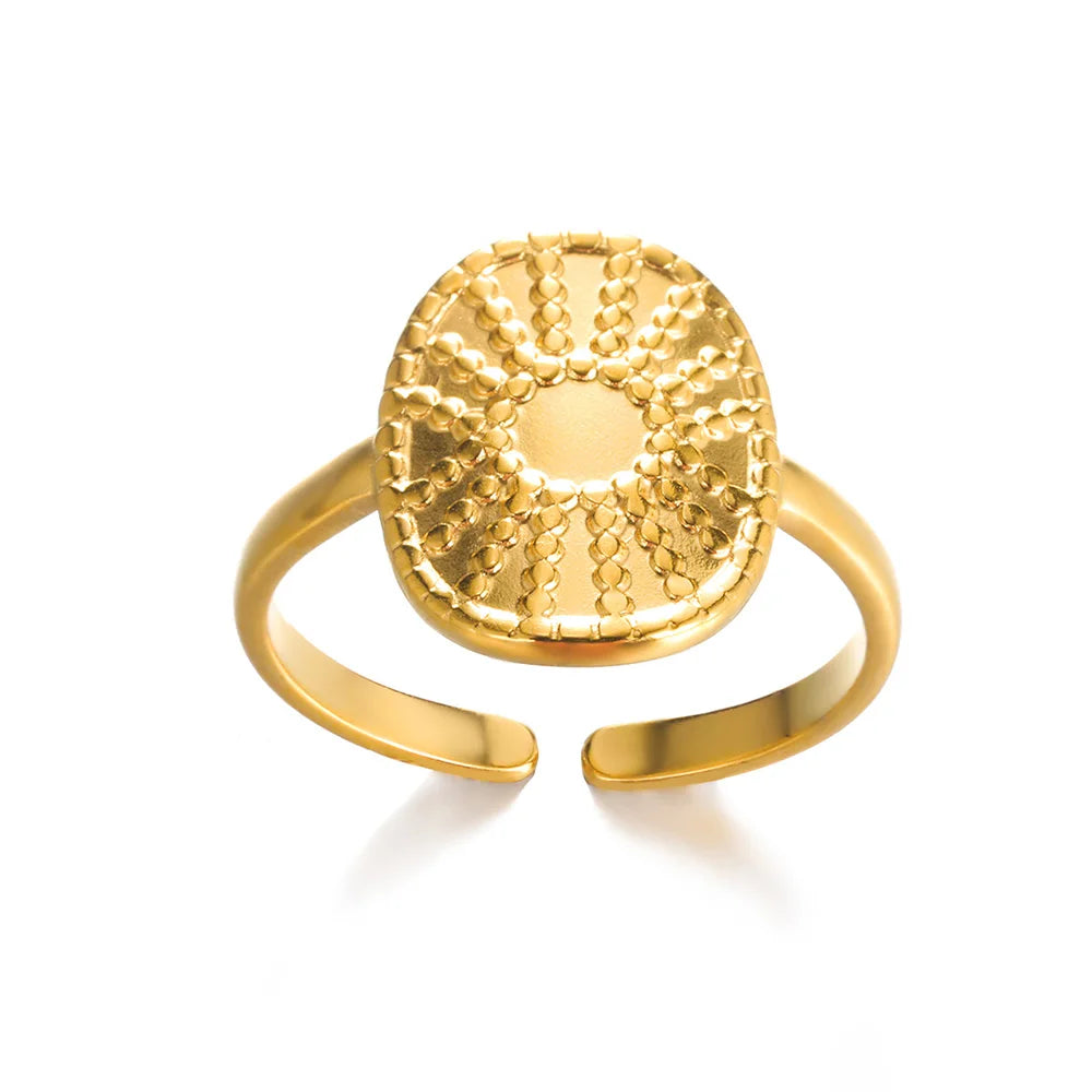 Palm Leaf Zircon Adjustable Ring for Women – Elegant Stainless Steel Party Jewelry